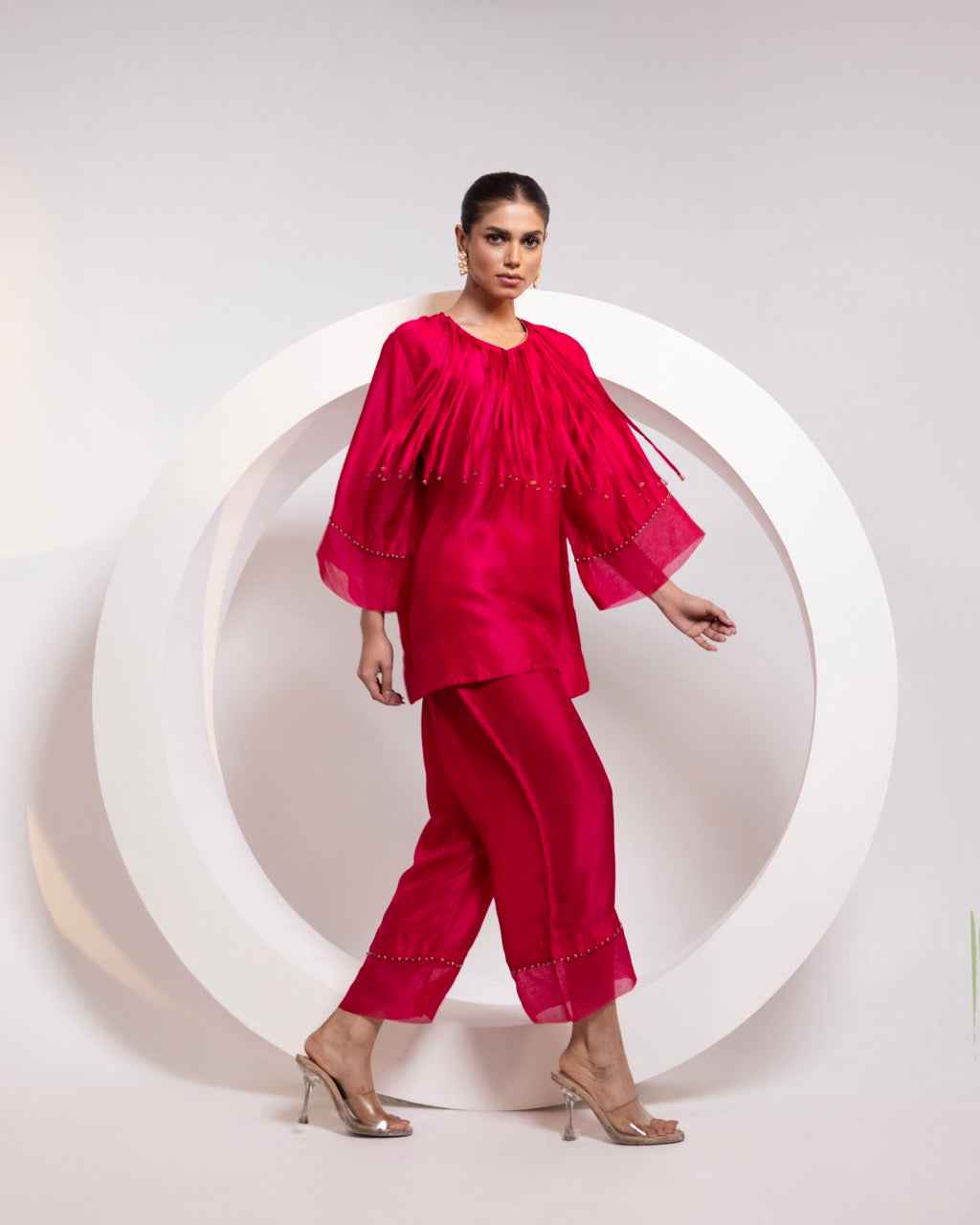 Silk A-Line Top With Metal Tassels