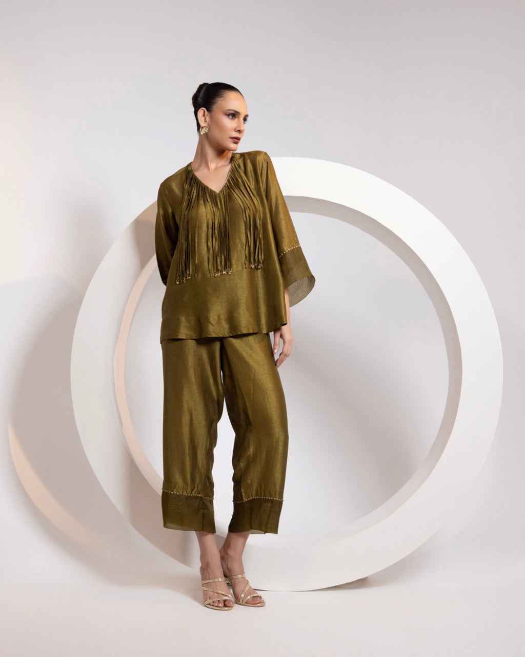 Silk A-Line Top With Metal Tassels