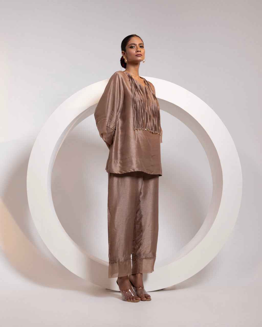 Silk A-Line Top With Metal Tassels