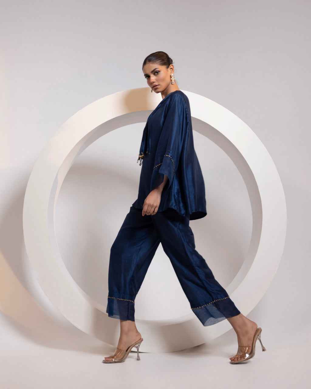 Silk A-Line Top With Metal Tassels