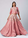 Tiana - Panelled Cocktail Skirt + Feather Crop Top