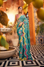 Turquoise Blue Saree Featuring Intricate Heavy Embroidery