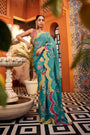 Turquoise Blue Saree Featuring Intricate Heavy Embroidery