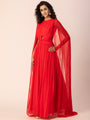 Ewoke Red Cocktail Pleated Gown