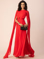 Ewoke Red Cocktail Pleated Gown