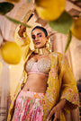 An Intricately Embroidered Mustard Tissue Shrug