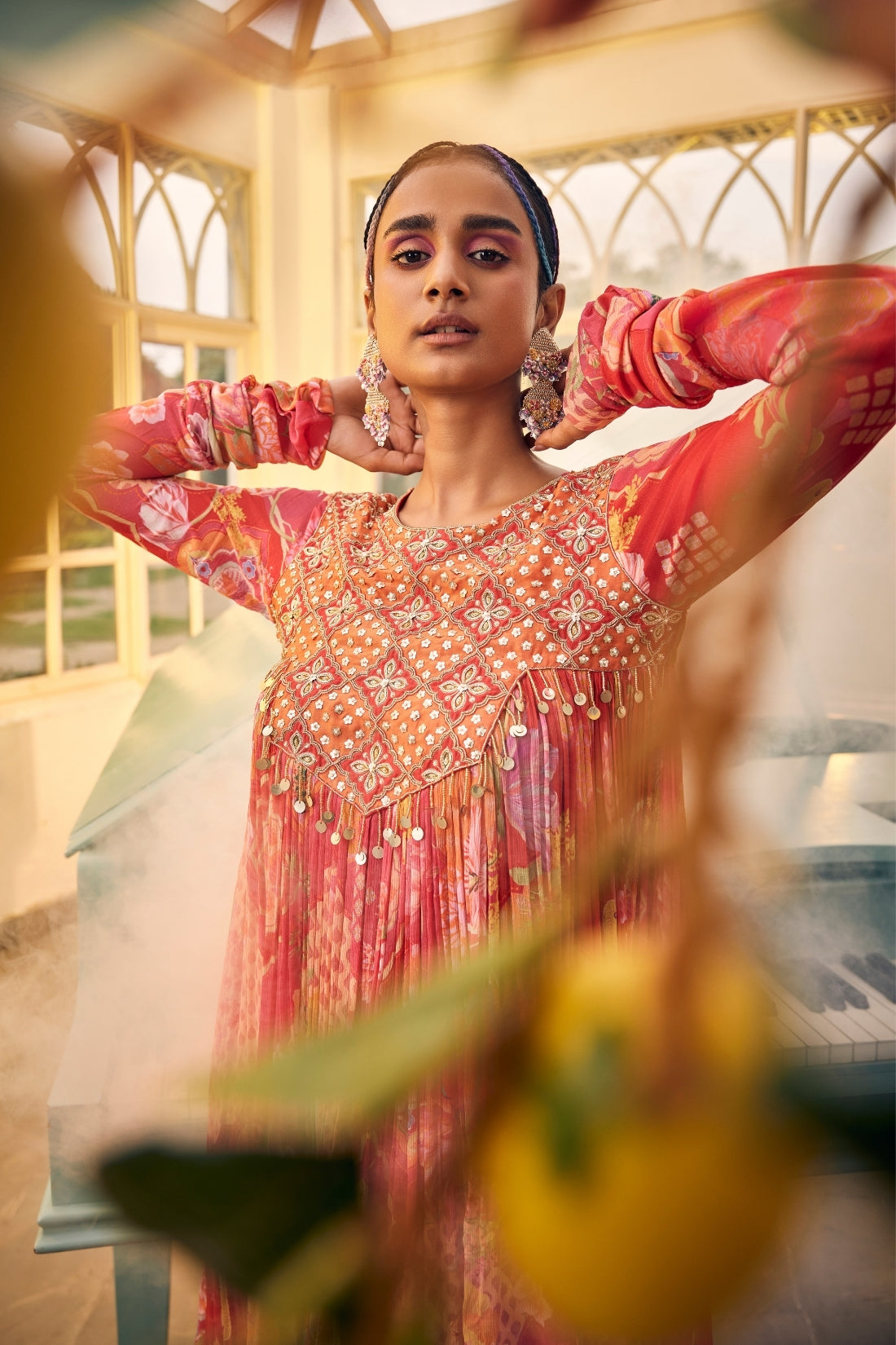 Stunning Red Multi-Print Kurta Set