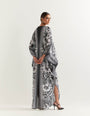 Printed kaftan dress with box pleat detail