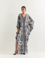 Printed kaftan dress with box pleat detail