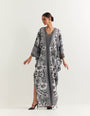 Printed kaftan dress with box pleat detail