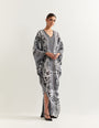 Printed kaftan dress with box pleat detail