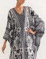 Printed kaftan dress with box pleat detail