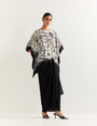 Printed kaftan top paired with draped crinkle skirt