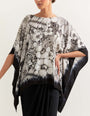 Printed kaftan top paired with draped crinkle skirt