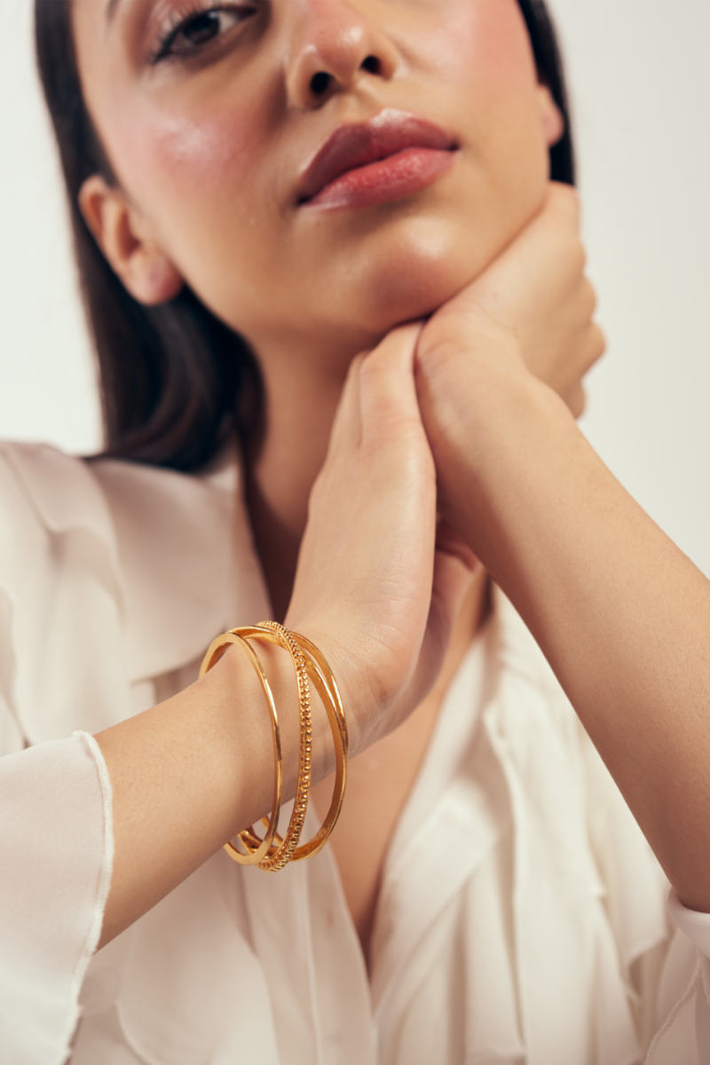22kt gold plated handcrafted layered bangle
