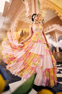 Multi-Printed Halter Neck Embroidered Layered Maxi Dress