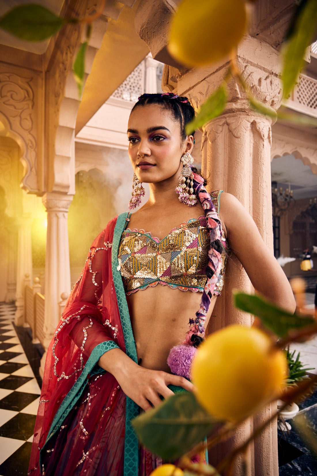 This Ensemble Features A Heavy Embroidered Lehenga