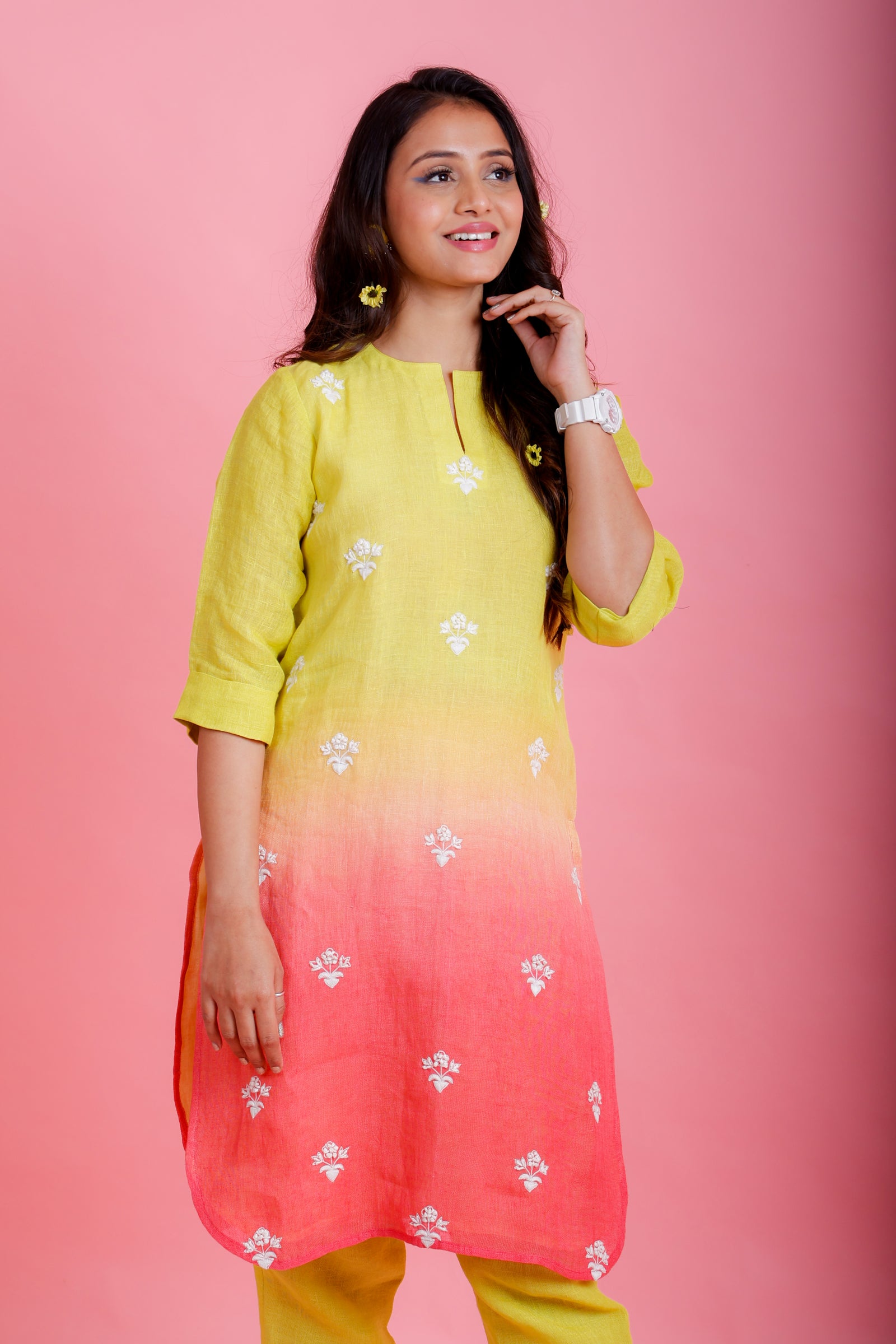 Bonfire Lemon to Rust Kurta Pant