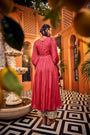 Pink Kurta Set Featuring Intricate Contrast Color Embroidered Patchwork