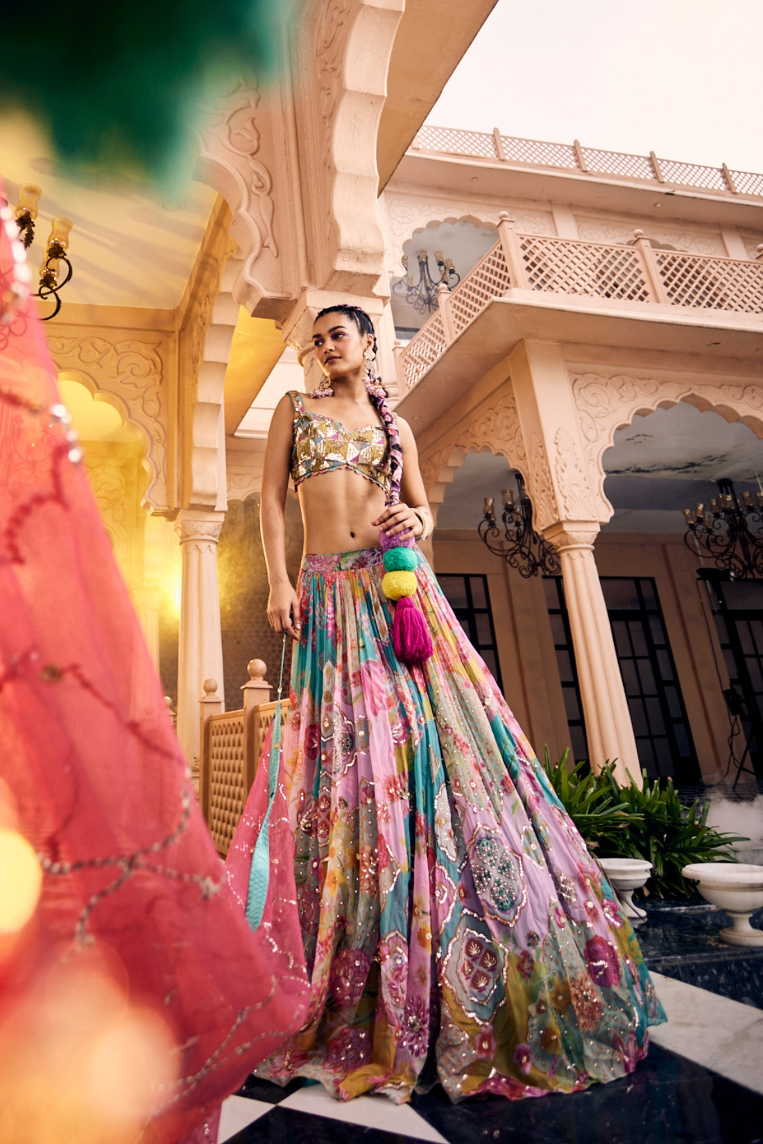 This Ensemble Features A Heavy Embroidered Lehenga