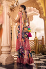 Blue Multi-Printed Hand-Embroidered Layered Pre-Drape Saree Set