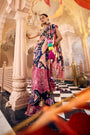 Blue Multi-Printed Hand-Embroidered Layered Pre-Drape Saree Set