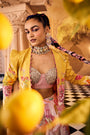 A Yellow Printed Embroidered Jacket Set
