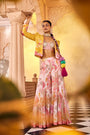 A Yellow Printed Embroidered Jacket Set