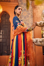 Multi-Colored Printed Sweetheart Neck Embroidered Anarkali Set
