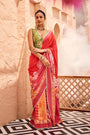 Red Multi-Printed Embroidered Saree Set