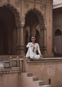 Handwork Mirza Jacket Set with Ivory Dhoti