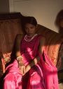 Hot Pink Organza Halter Neck schiffli embroidery Top & Sharara Set