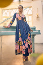 Peacock Blue Printed Kurta Set