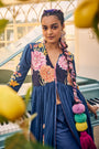 Peacock Blue Printed Kurta Set