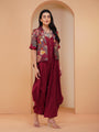 Urban Achkan Floral Maroon