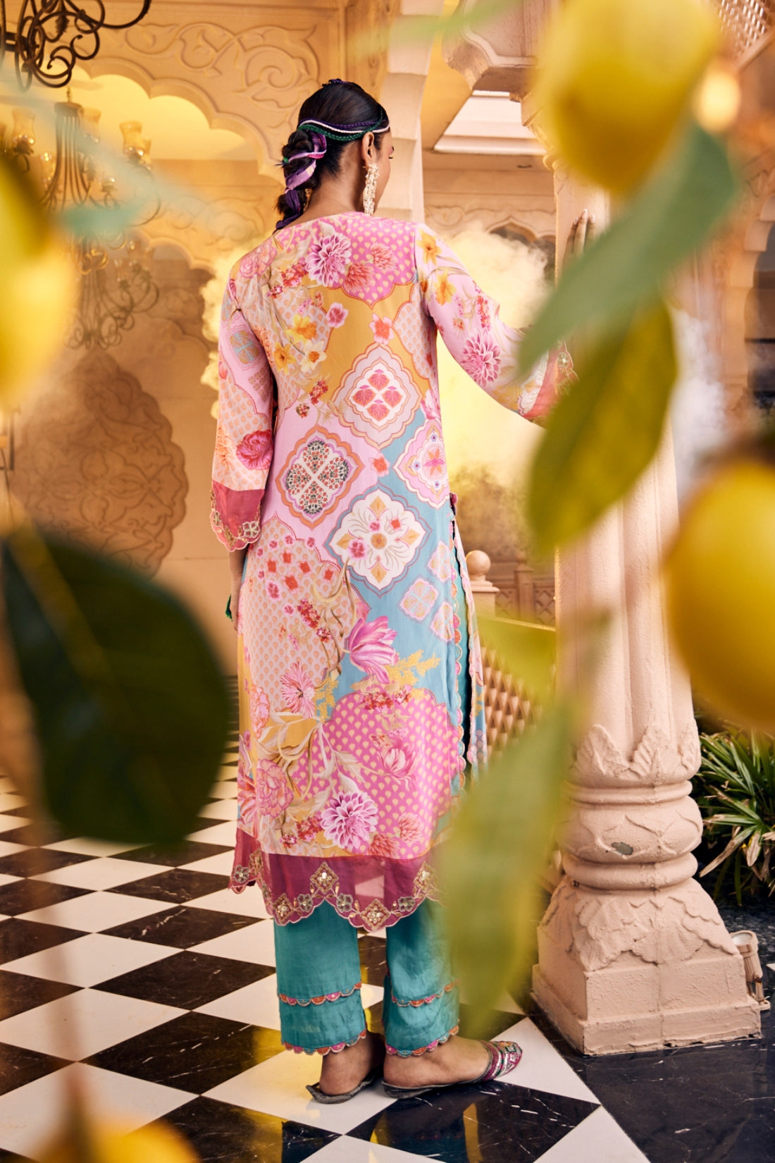 A Turquoise Blue Multi Printed Kurta Set