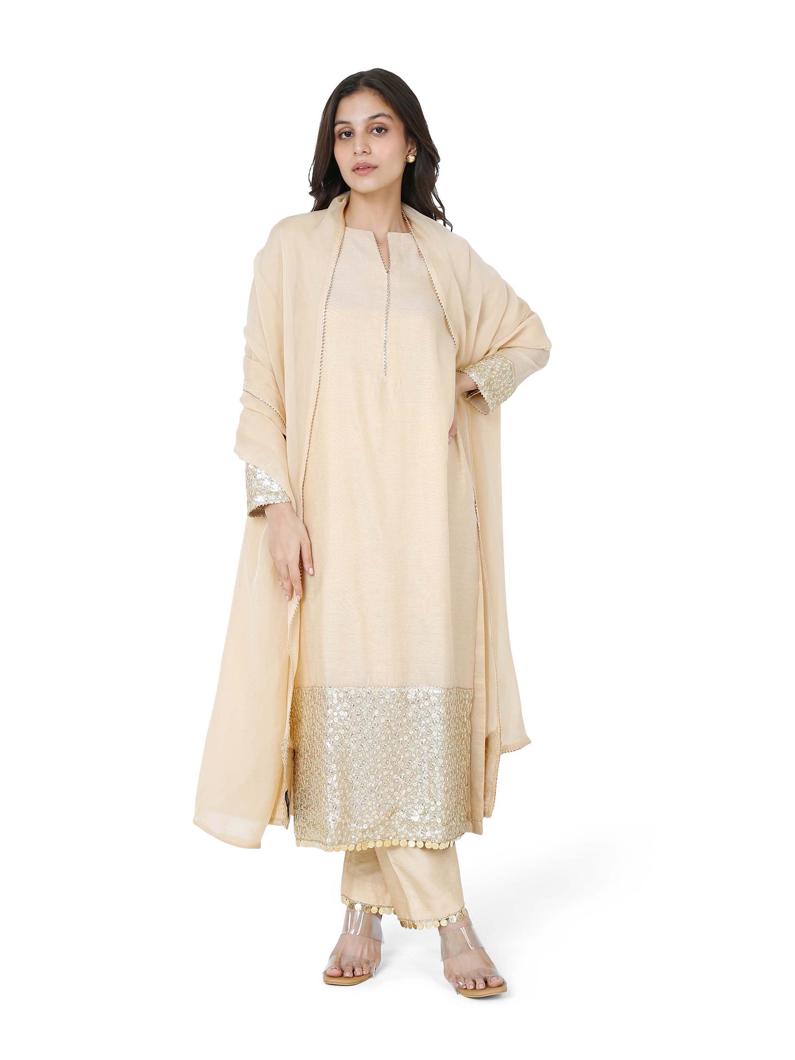 Tissue Straight Kurta Set