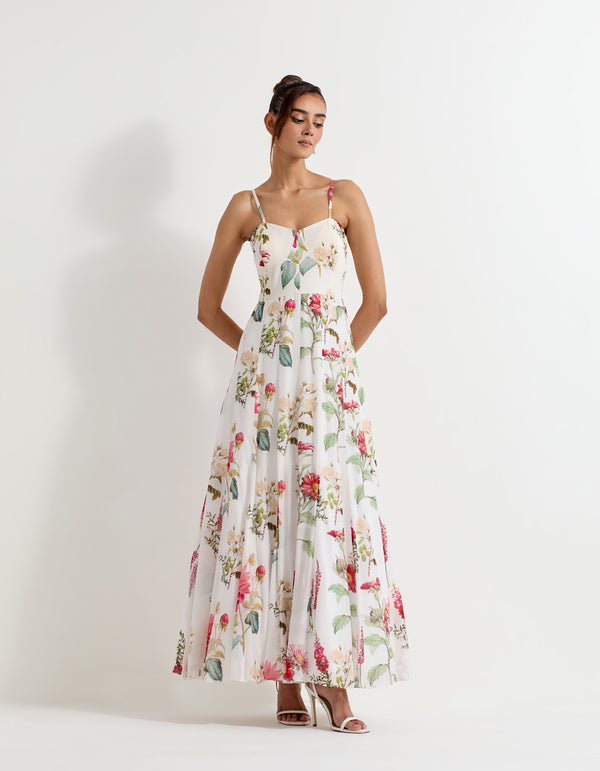 Daisy printed floor length dress