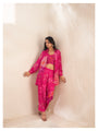 Kaftanize Pink Floral Sequins Viscose 3 Piece Co-ord Set With Camisole