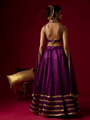 Brinjal Violet Russian Silk Satin Lehenga with Velvet Blouse Set
