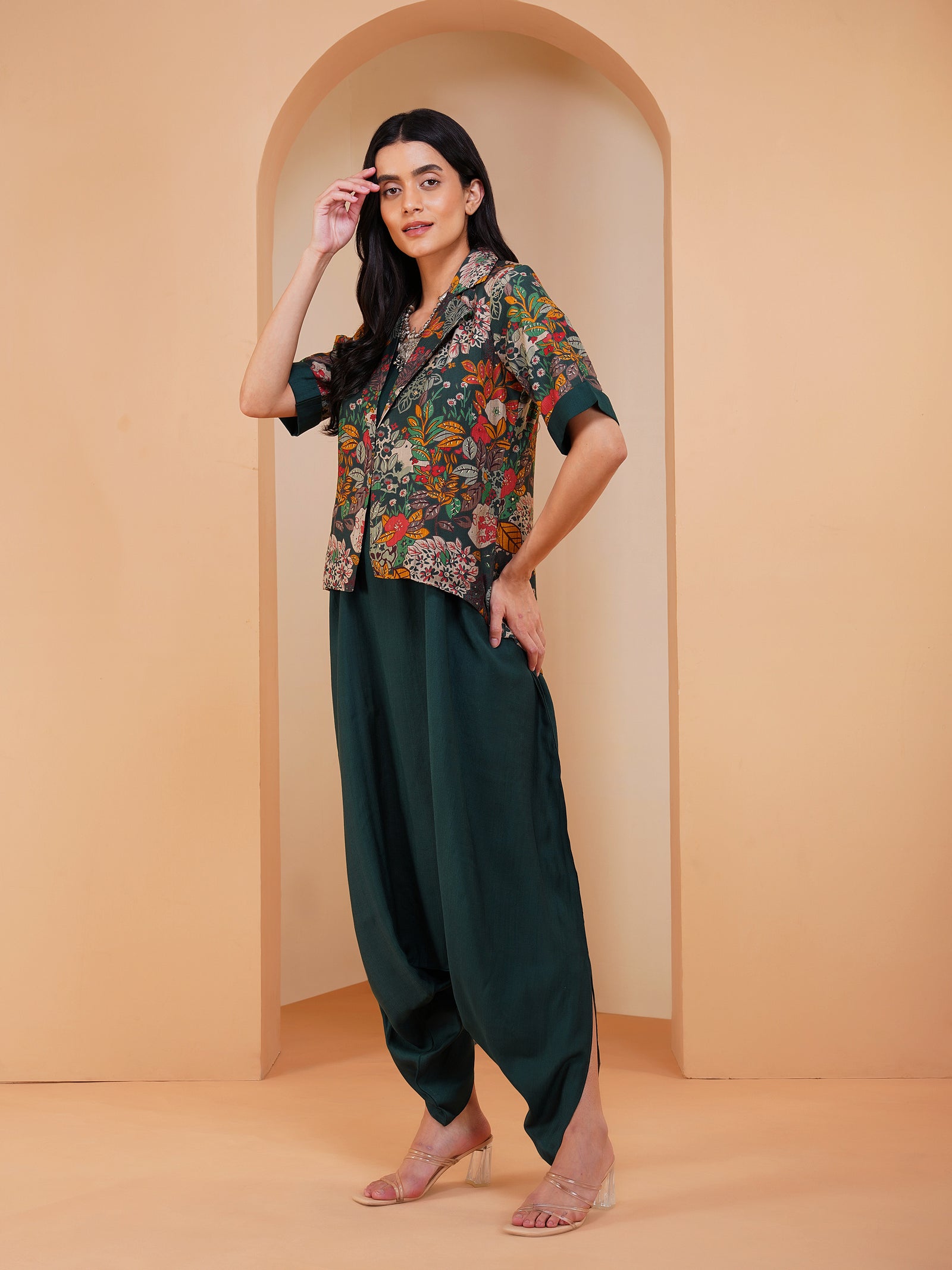 Achkan Nirvaana Floral green