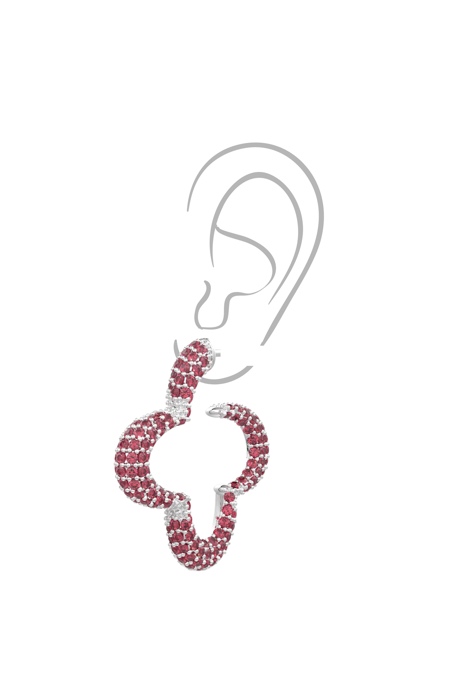 22kt chrome plated statement hoops with pink prong set crystals