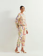 chanderi silk printed jacket and pants