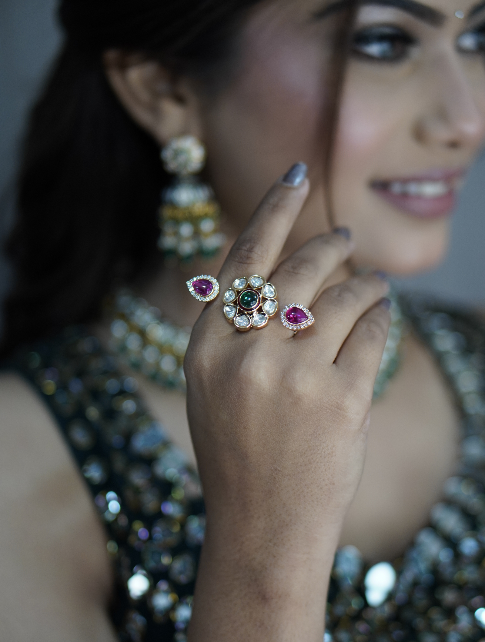 Moissanite Multicolour Doublefinger Fingerring