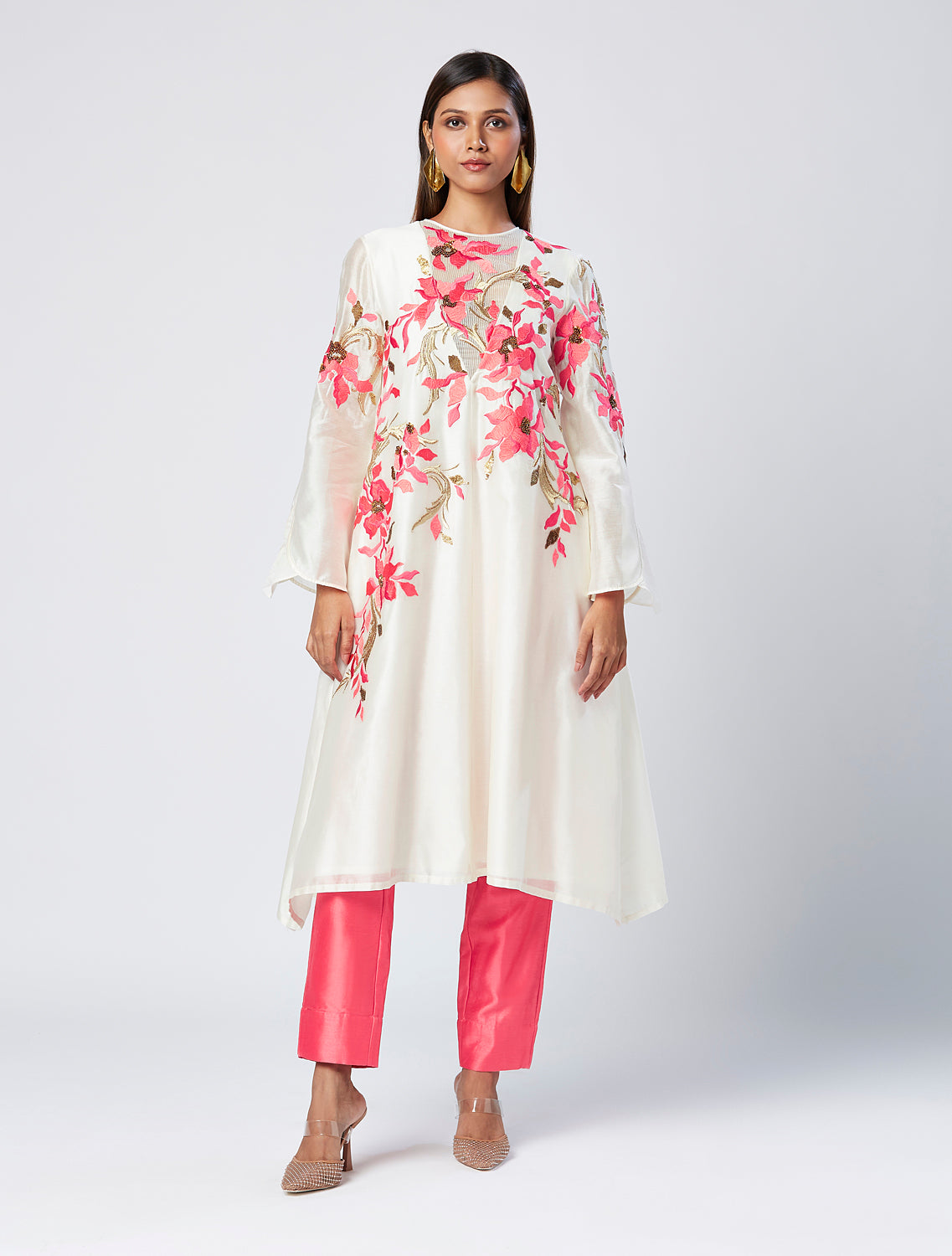 Eira - Coral Floral Tunic + Pant Set