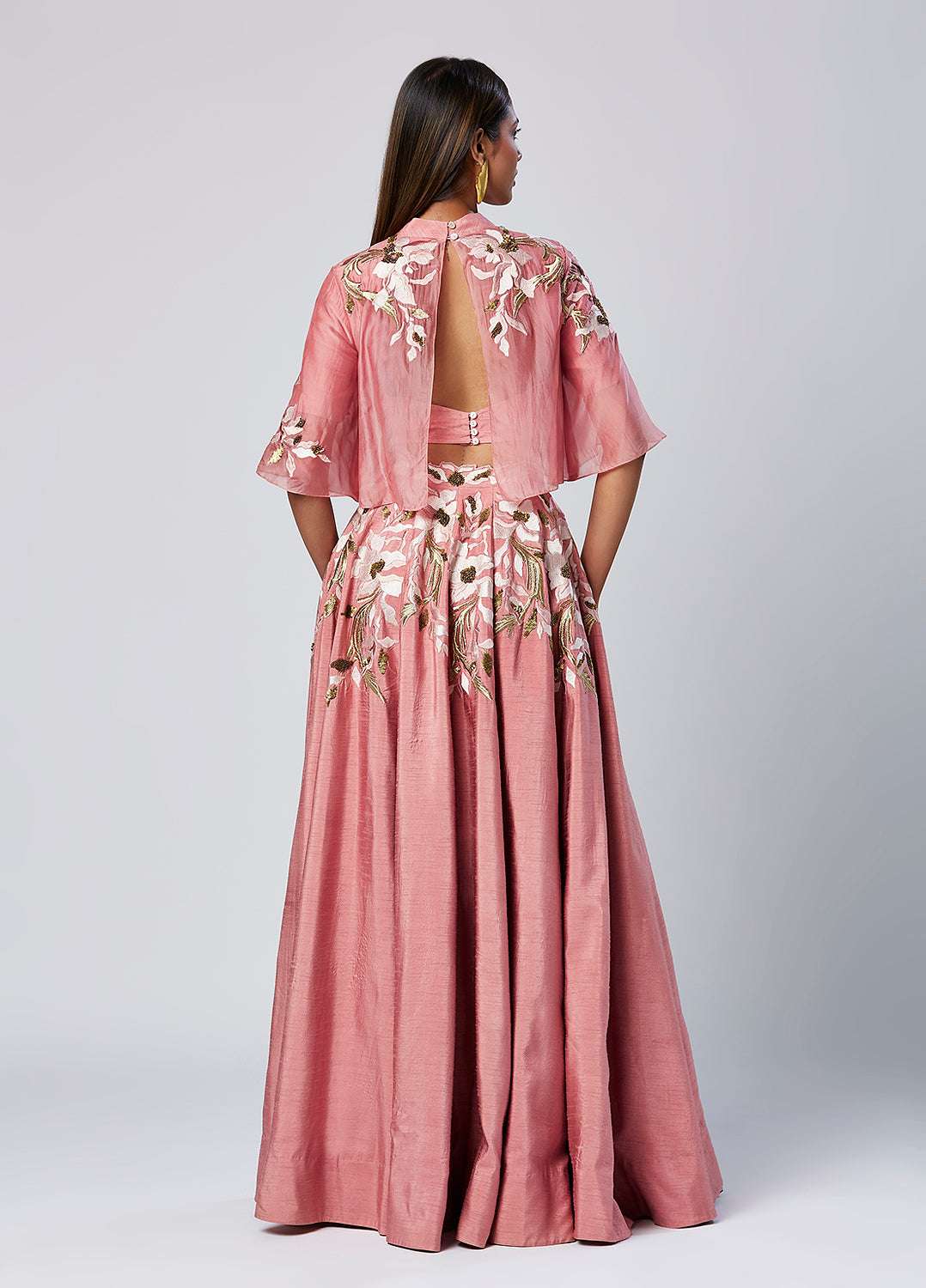 Tiana - Panelled Cocktail Skirt + Feather Crop Top