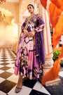 A Purple Multi Print V Neck Anarkali Set
