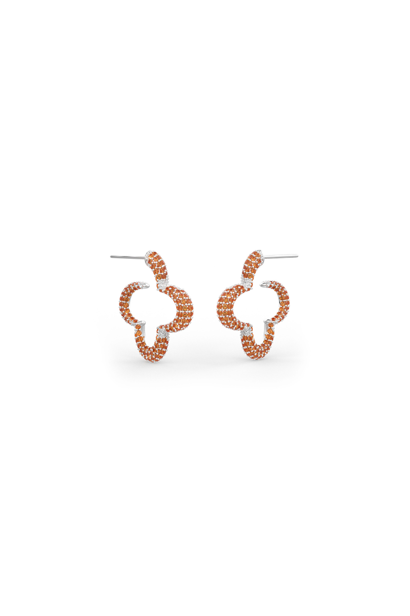 22kt chrome plated hoops with orange prong set crystals