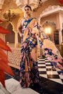 Blue Multi-Print Embroidered Pre-Draped Saree Set