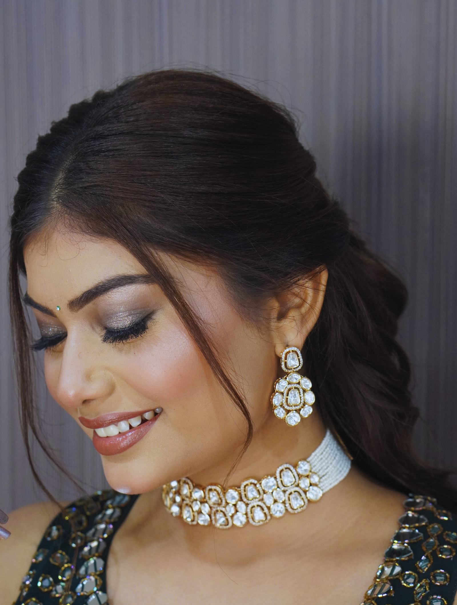 Moissanite Choker Necklace And Earring Set